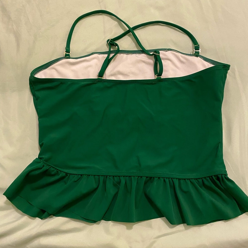 Green frilly bathing suit top